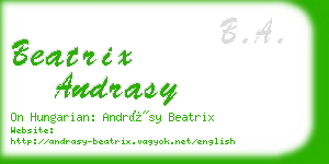 beatrix andrasy business card